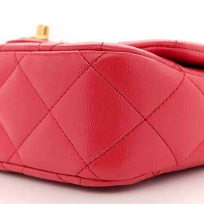 Chanel Shiny Lambskin Quilted Sweetheart Mini Flap Red 10 of 10