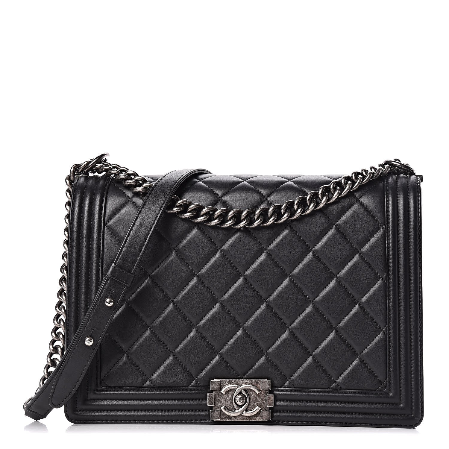 Chanel Lambskin Quilted Large Boy Flap Dark Grey 1 of 14
