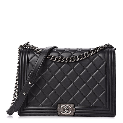 Chanel Lambskin Quilted Large Boy Flap Dark Grey 1 of 14