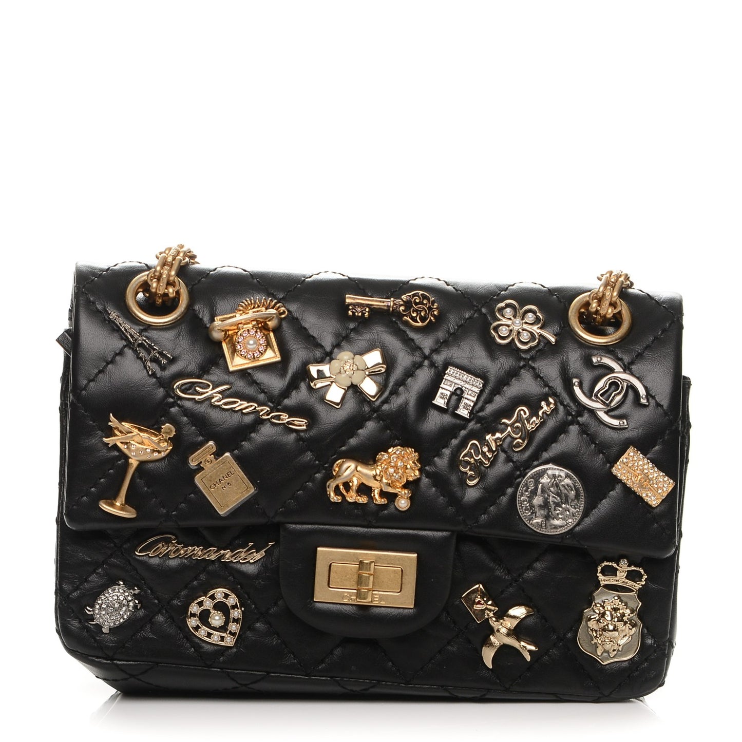 Aged Calfskin Lucky Charms 2.55 Reissue 224 Flap Black