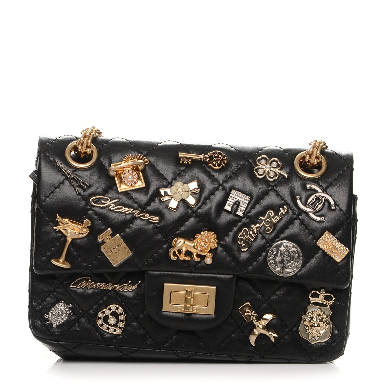 Chanel Aged Calfskin Lucky Charms 2.55 Reissue 224 Flap Black 1 of 8