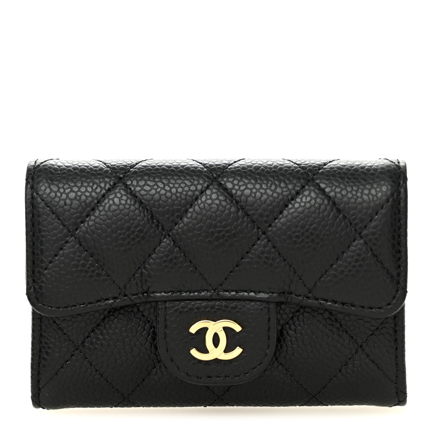 Chanel Caviar Quilted Flap Card Holder Wallet Black 1 of 9
