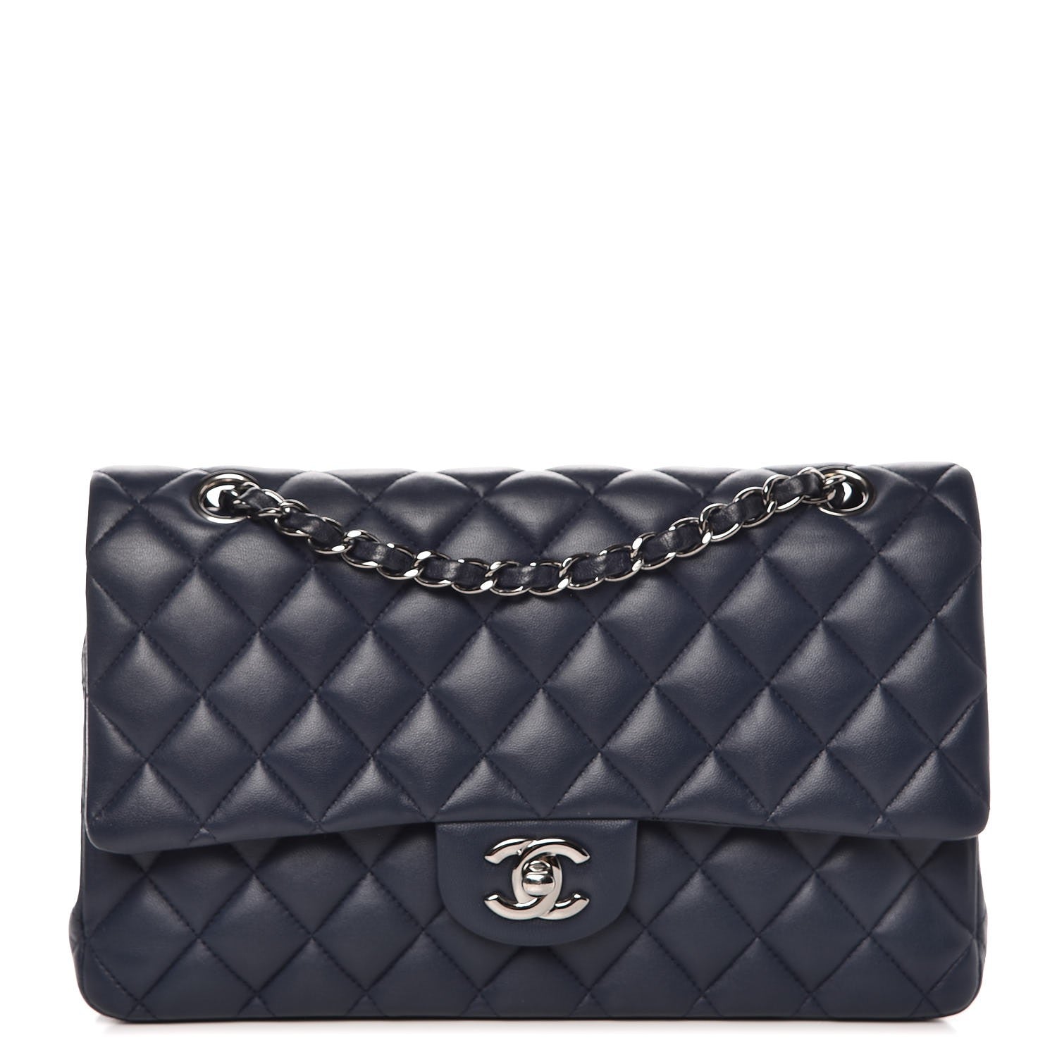 Chanel Lambskin Quilted Medium Double Flap Dark Blue 1 of 11