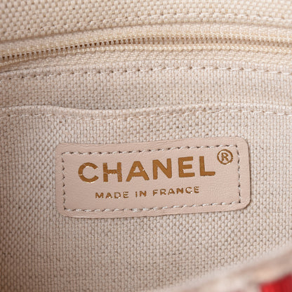 Chanel Cotton Raffia Lambskin Woven Mini Rectangular Flap Beige Red Black 8 of 11