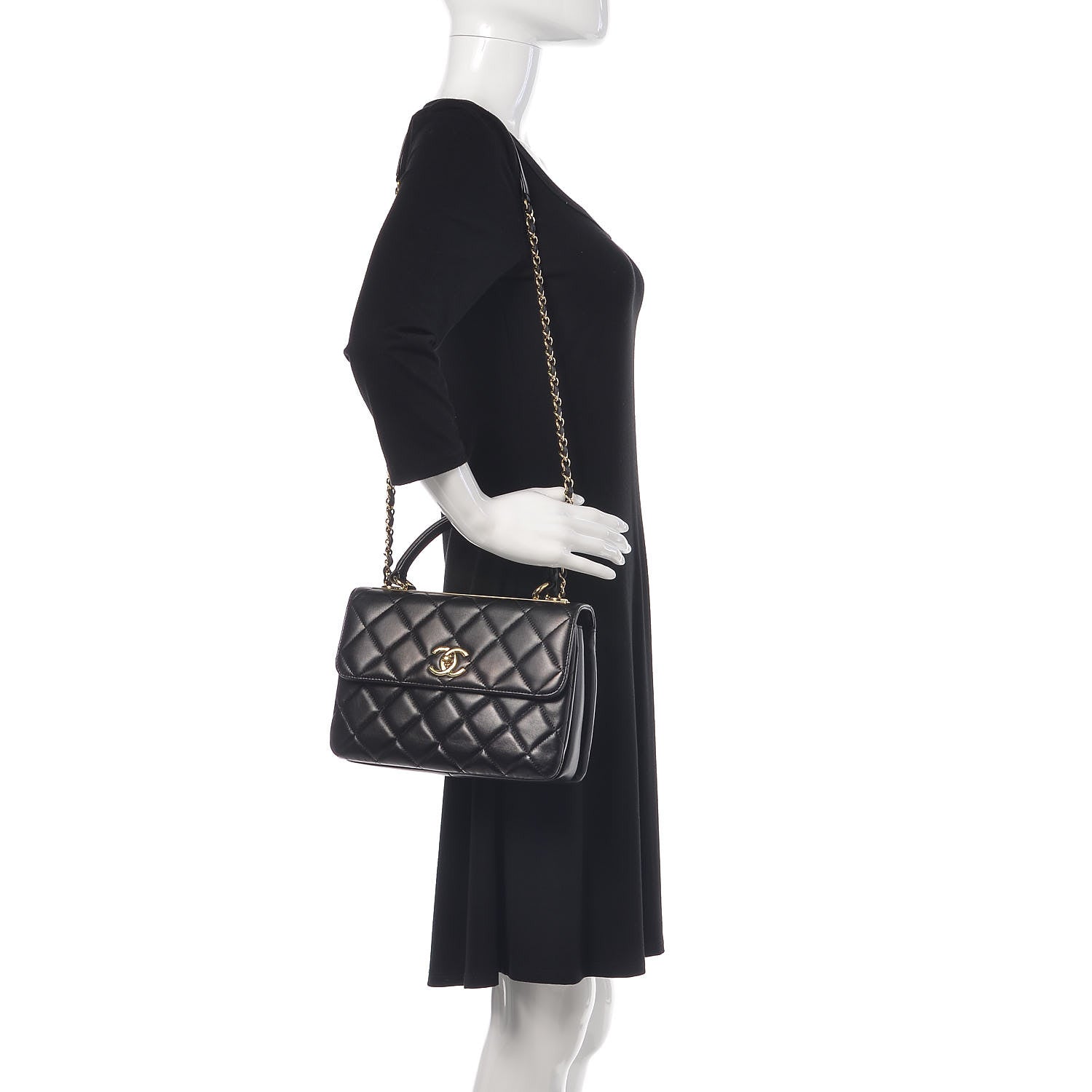 Chanel Lambskin Quilted Small Trendy CC Dual Handle Flap Bag Black 2 of 14