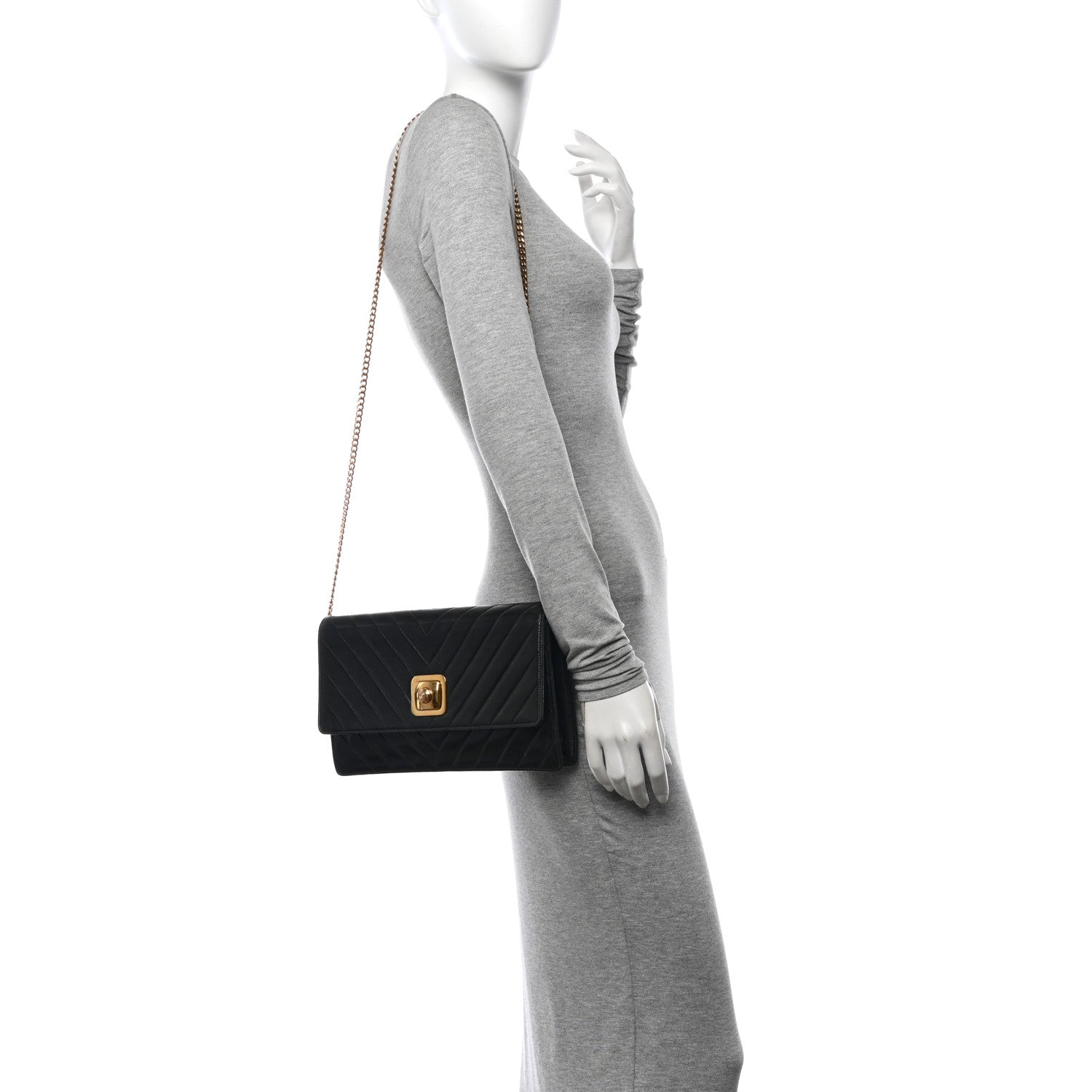 Chanel Lambskin Chevron Quilted Flap Black 2 of 15