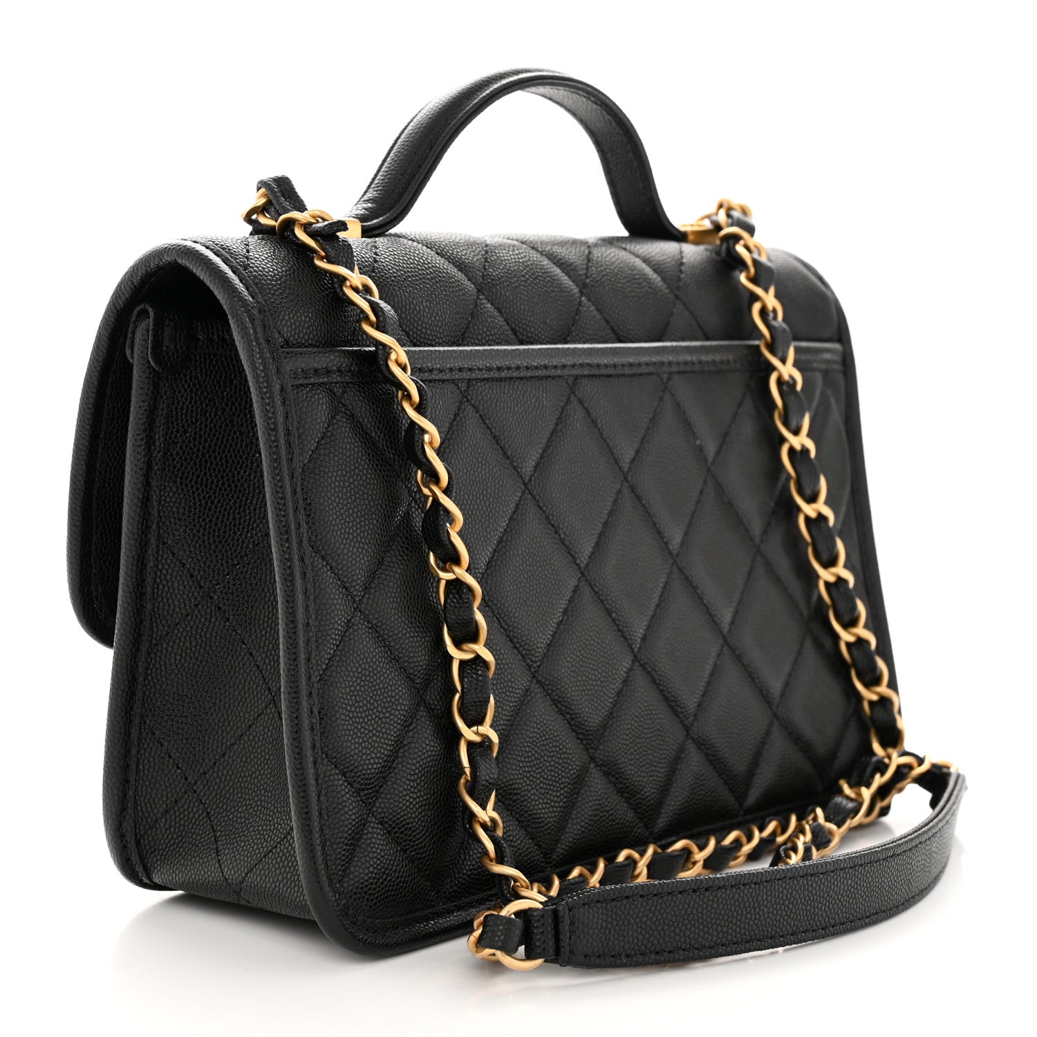 Chanel Caviar Quilted School Memory Small Top Handle Flap Black 3 of 11