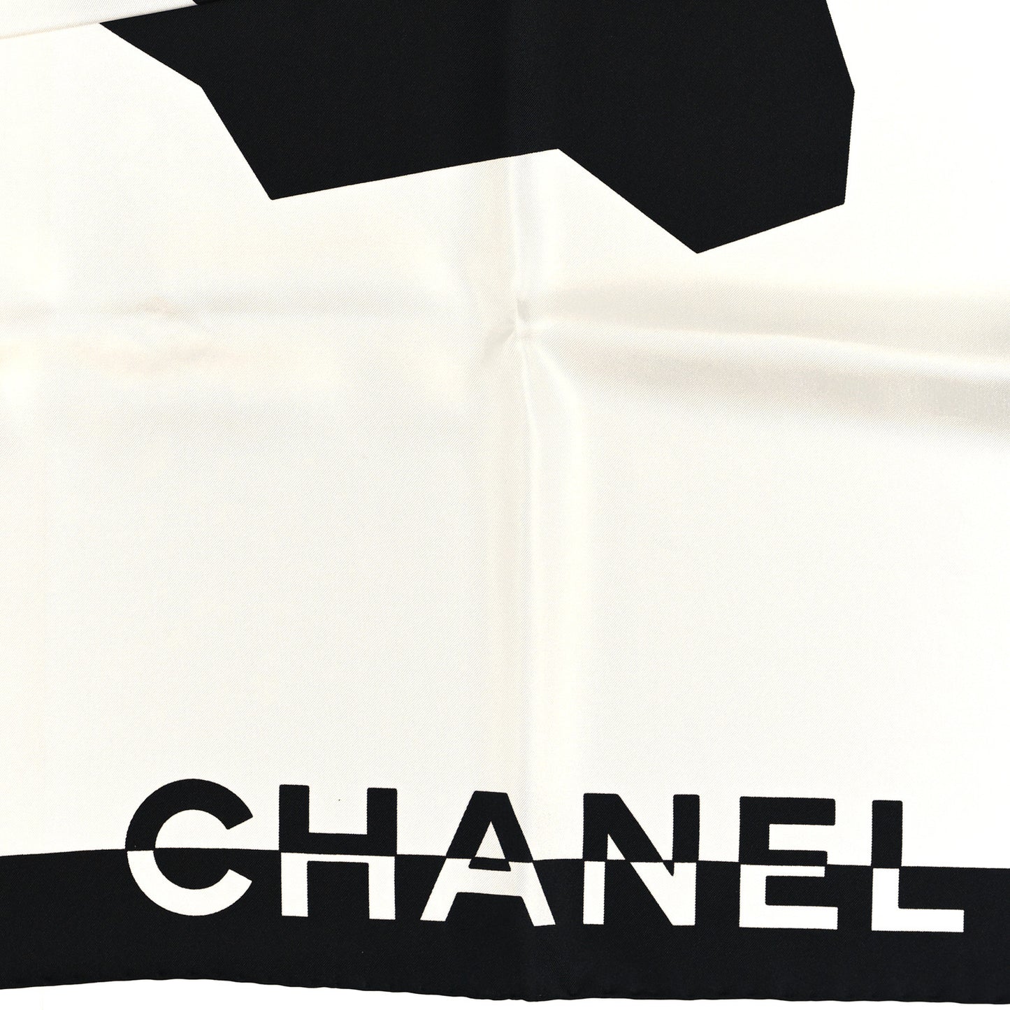 Silk Coco CC Square Scarf Black Ivory