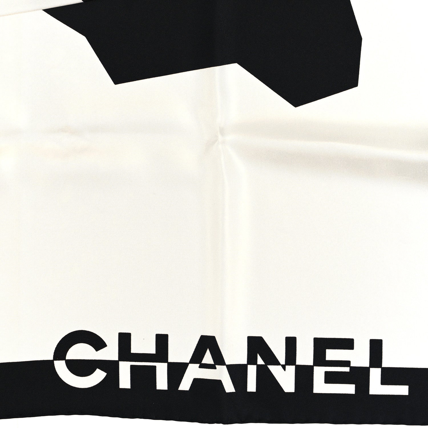 Chanel Silk Coco CC Square Scarf Black Ivory 2 of 5