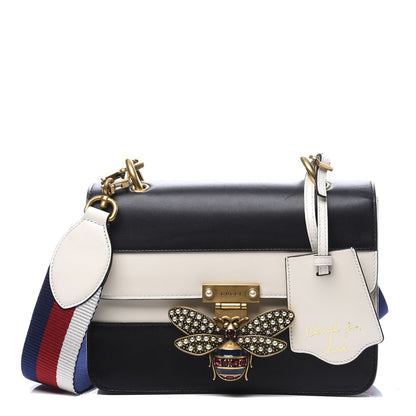 Gucci Calfskin Sylvie Web Queen Margaret Shoulder Bag Mystic White Black 1 of 10