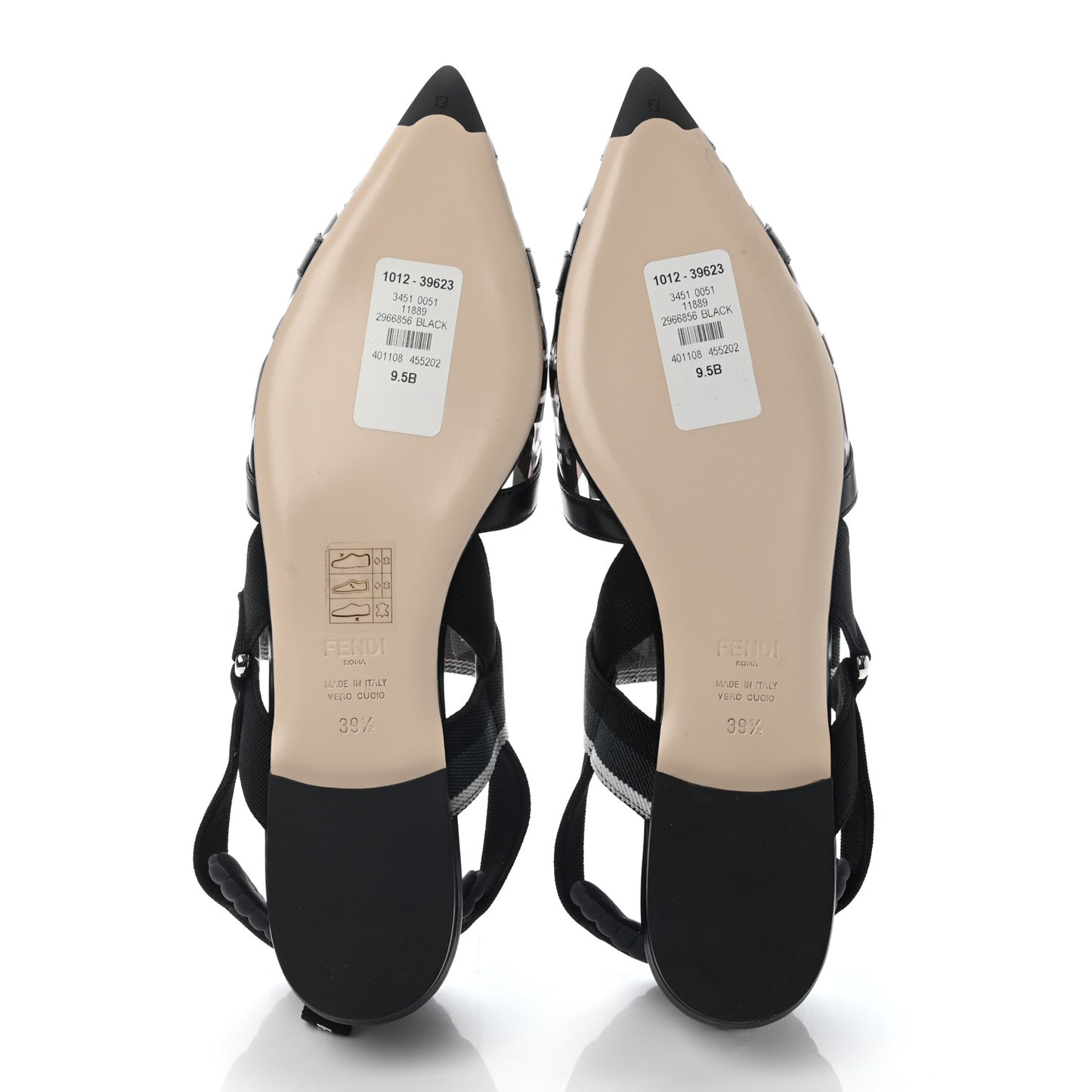 PVC Calfskin FF Colibri Slingback Ballerina Flats 39.5 Black