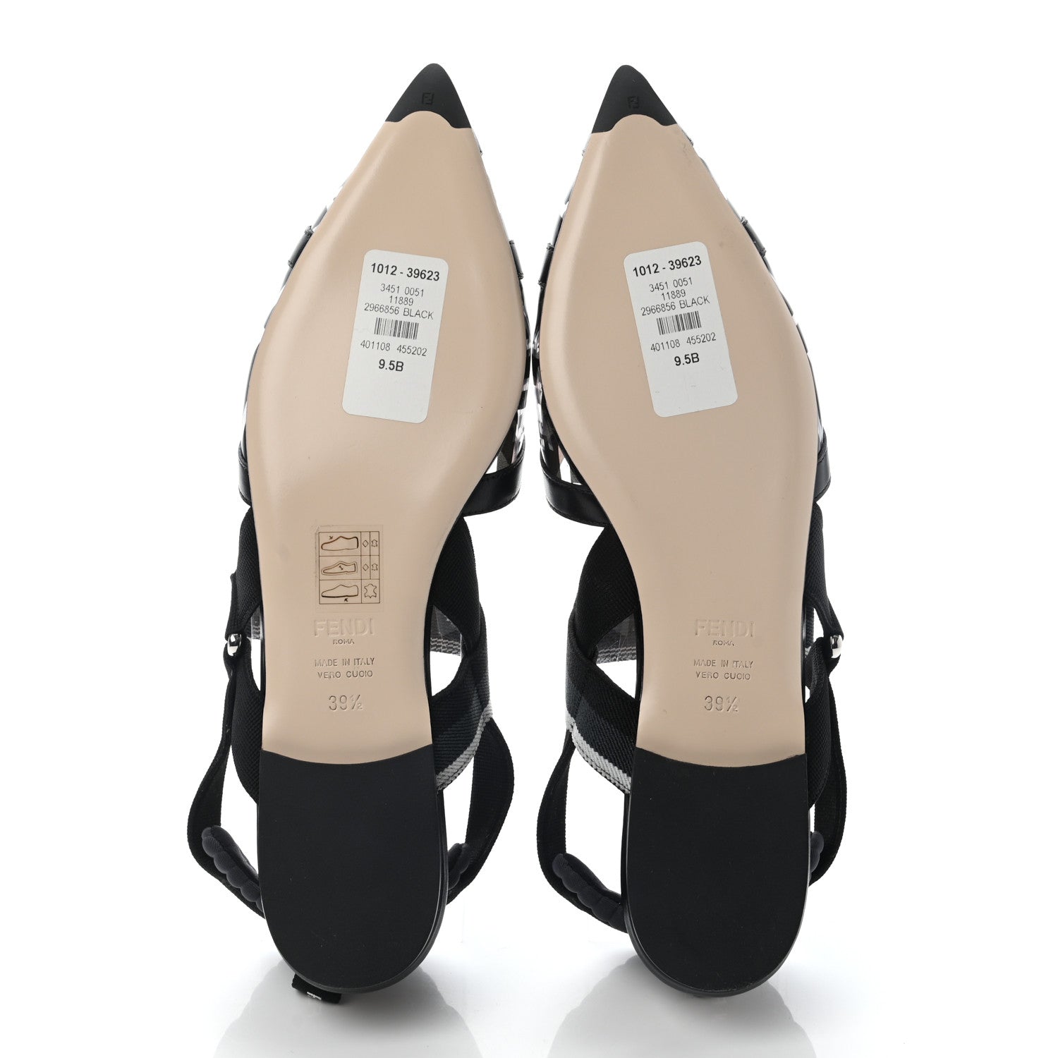 Fendi PVC Calfskin FF Colibri Slingback Ballerina Flats 39.5 Black 5 of 9