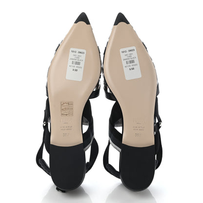 Fendi PVC Calfskin FF Colibri Slingback Ballerina Flats 39.5 Black 5 of 9