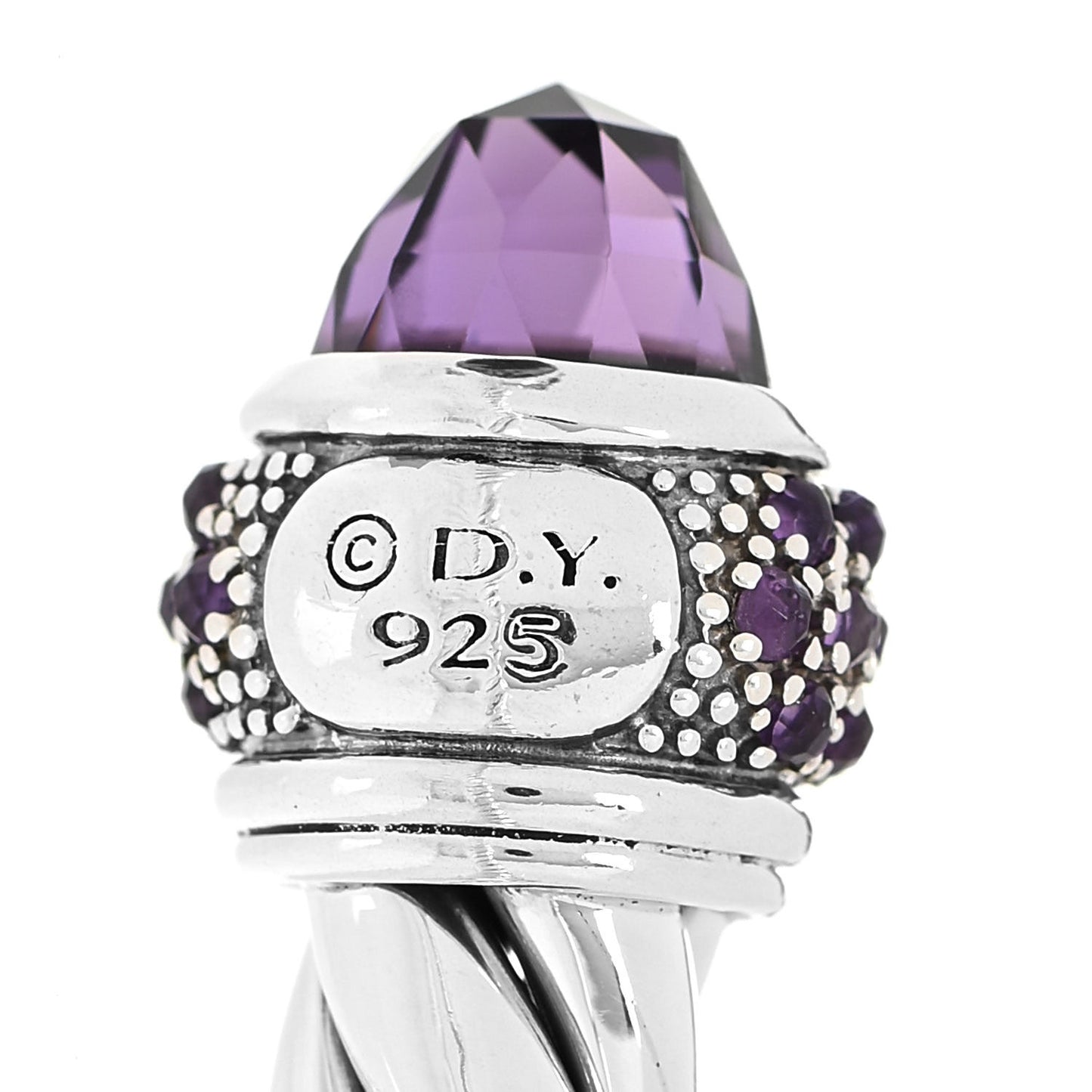 Sterling Silver Amethyst Ostera 10mm Cable Hinge Bracelet