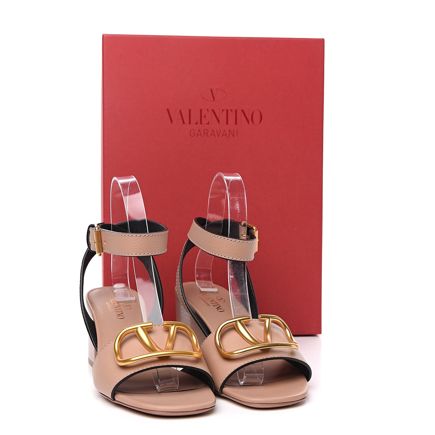 Grainy Cowhide VLogo 60mm Sandals 36.5 Rose Cannelle