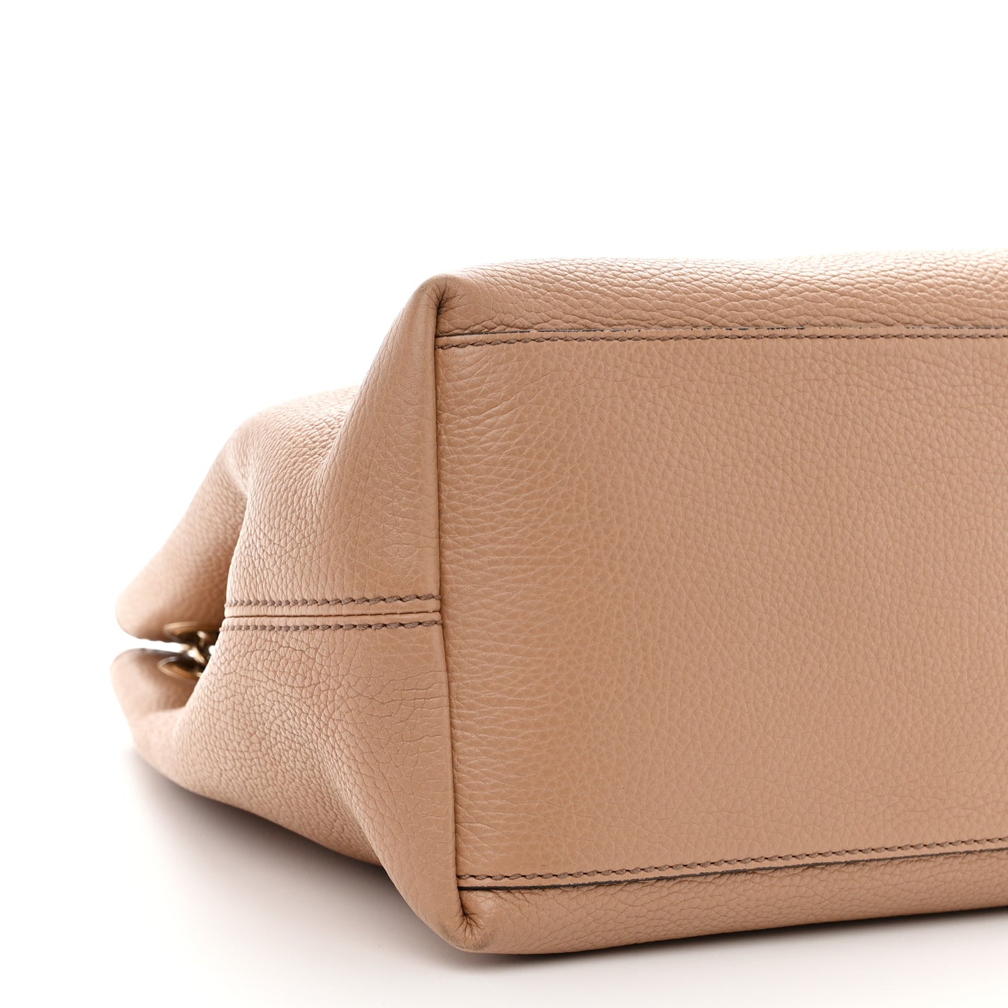 Pebbled Calfskin Medium Soho Chain Shoulder Bag Camelia