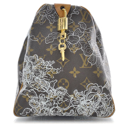Louis Vuitton Monogram Dentelle Speedy 30 Silver 4 of 9