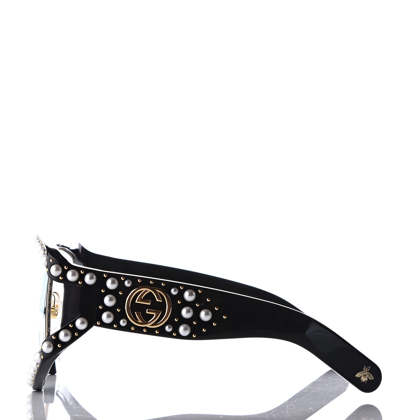 Acetate Pearl Rectangular Frame Sunglasses GG0234S Black