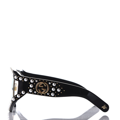 Gucci Acetate Pearl Rectangular Frame Sunglasses GG0234S Black 3 of 8