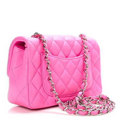 Chanel Lambskin Quilted Mini Rectangular Flap Neon Pink 3 of 10