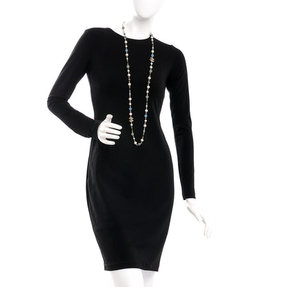Chanel Pearl Beaded CC Long Necklace Gold Green Blue 2 of 4