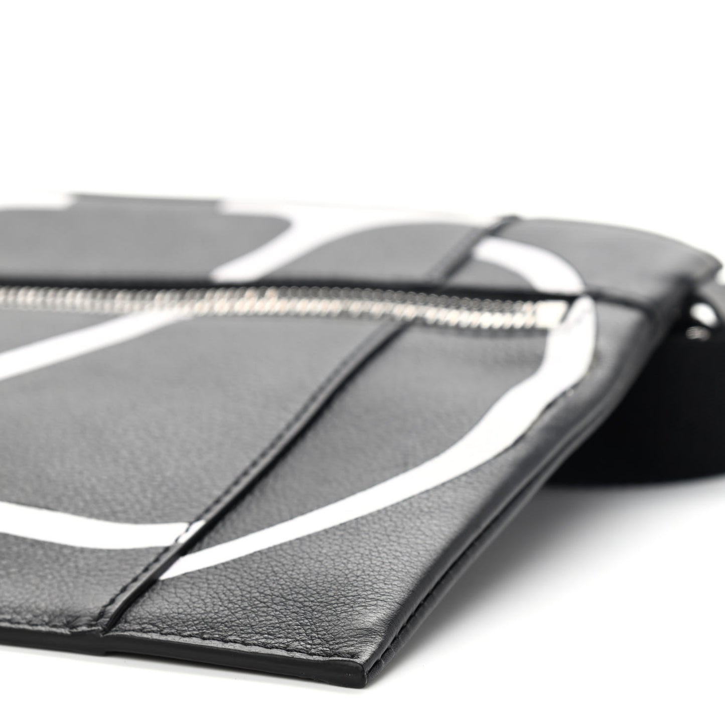 Calfskin Logo Belt Bag Black White