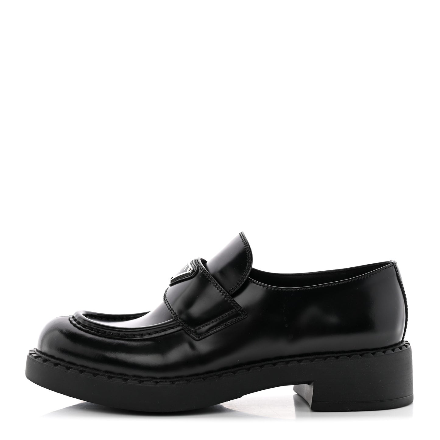 Spazzolato Metal Triangle Logo 50mm Loafers 39.5 Black