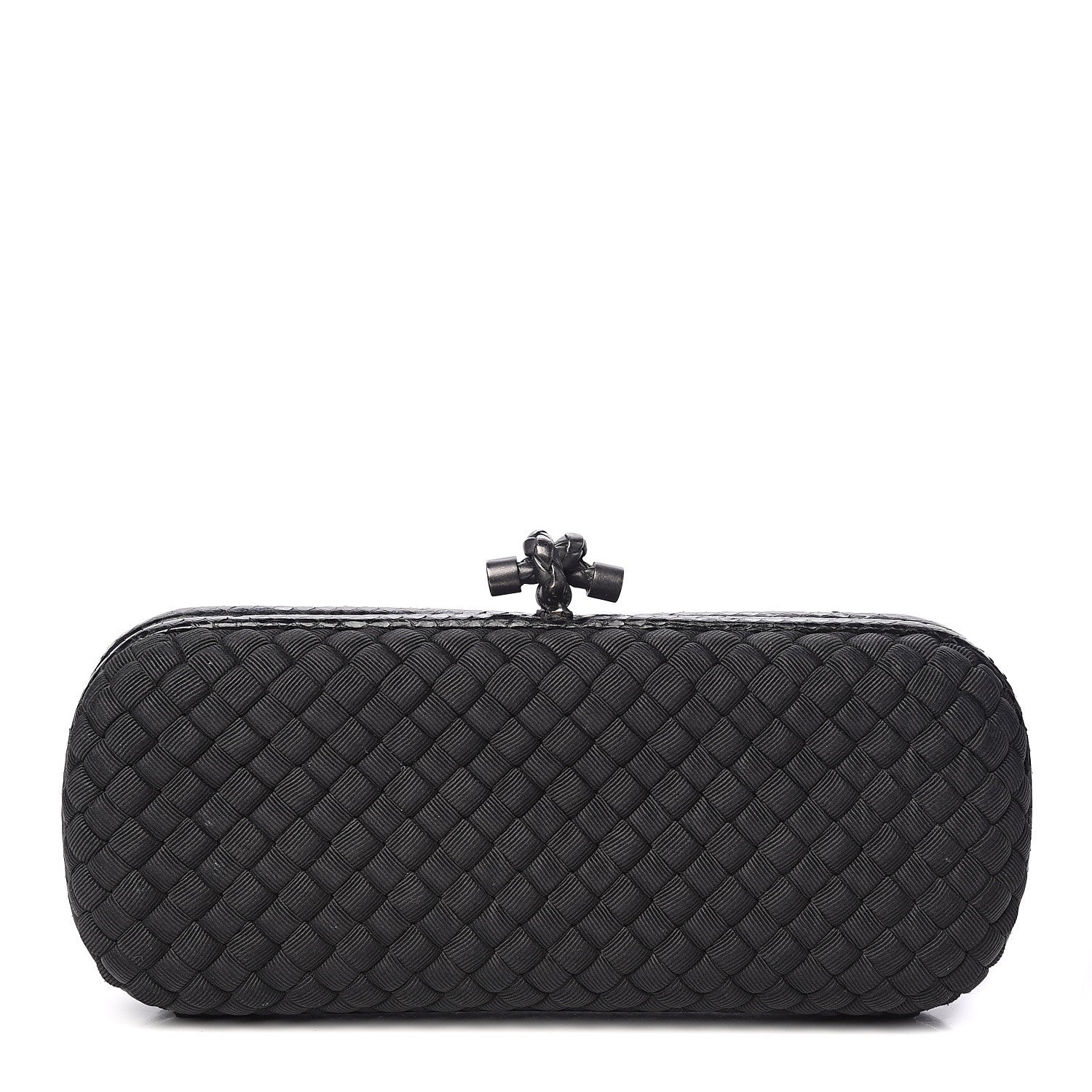 Bottega Veneta Satin Ayers Intreccio Impero Stretch Knot Clutch Black 1 of 7