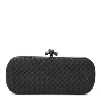 Bottega Veneta Satin Ayers Intreccio Impero Stretch Knot Clutch Black 1 of 7