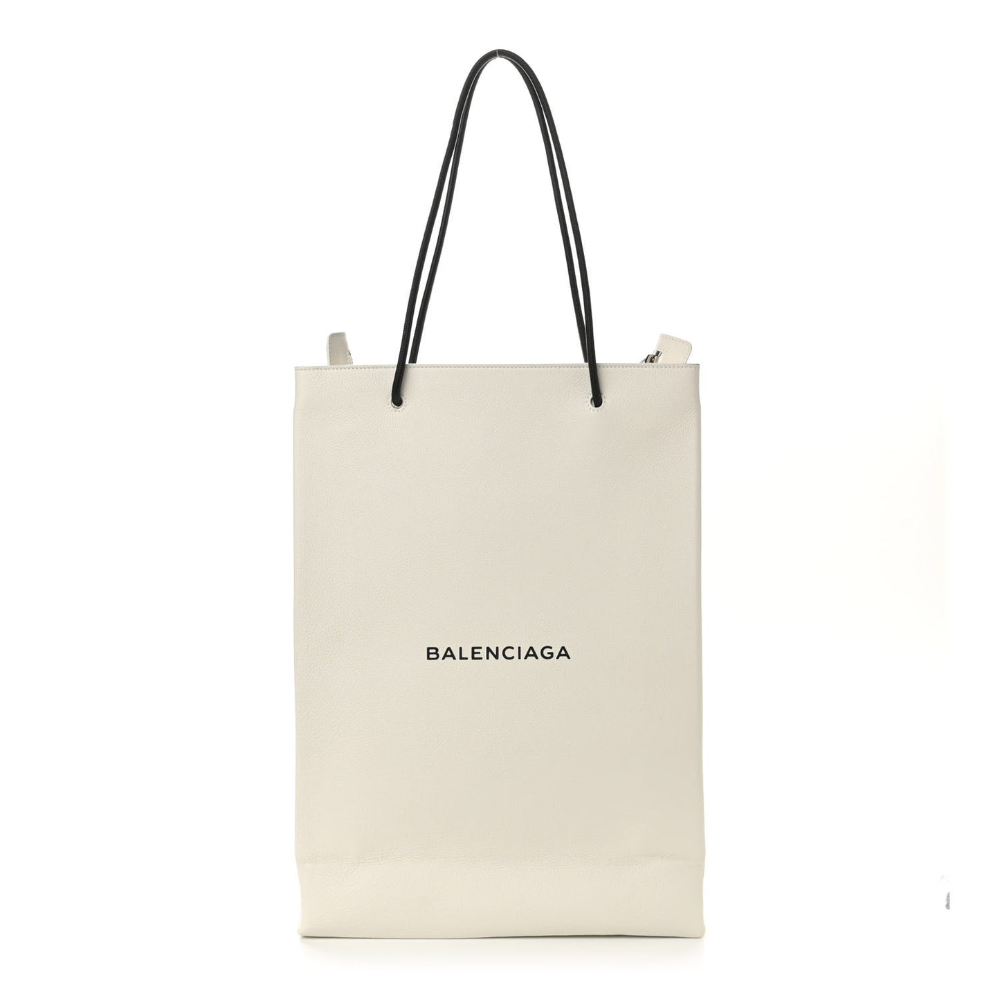 Calfskin Medium Logo North South Shopping Tote White