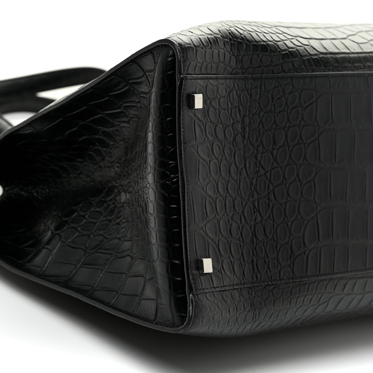 Saint Laurent Calfskin Crocodile Embossed Large Manhattan Shopper Tote Black 8 of 9