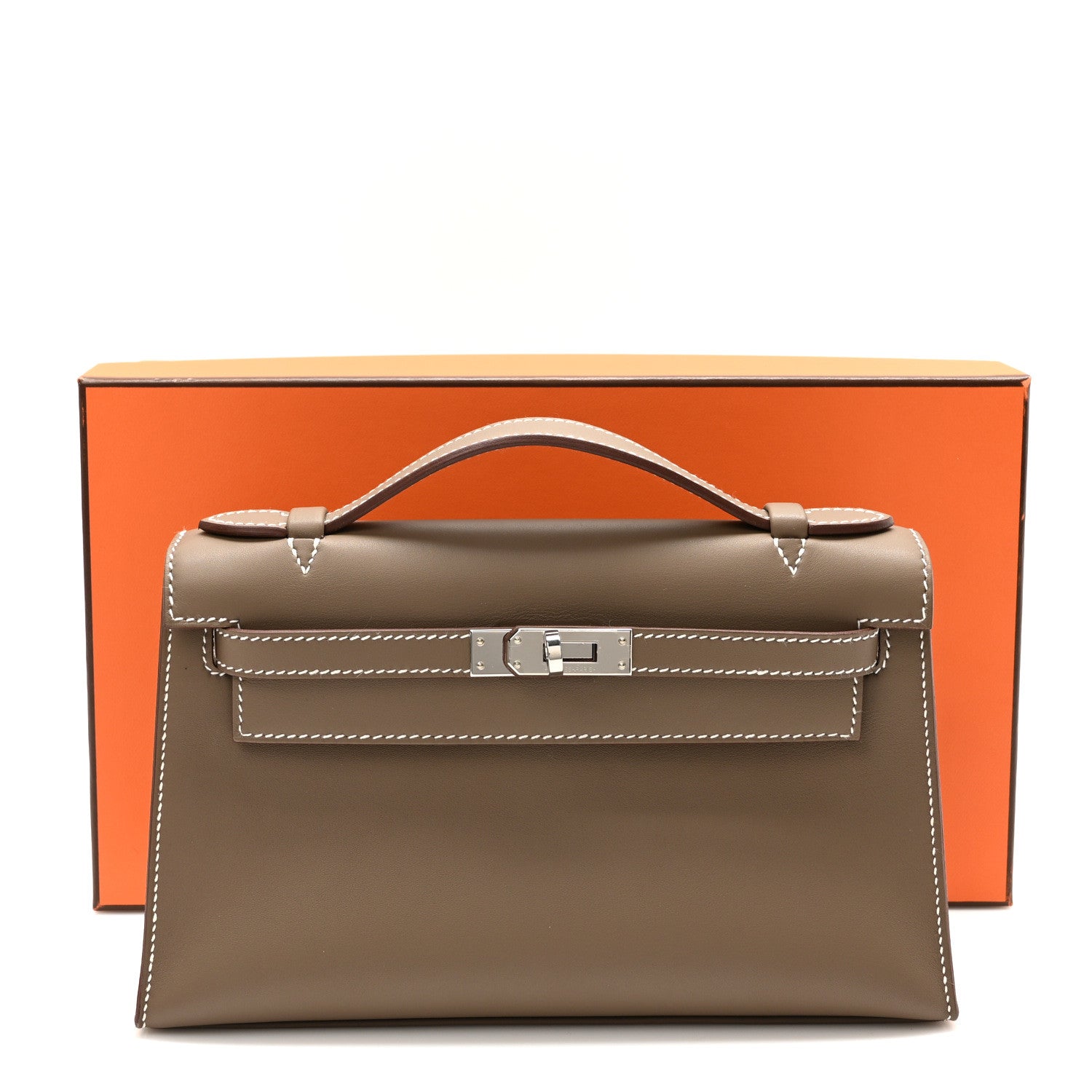 Hermes Swift Kelly Pochette Clutch Etoupe 10 of 10