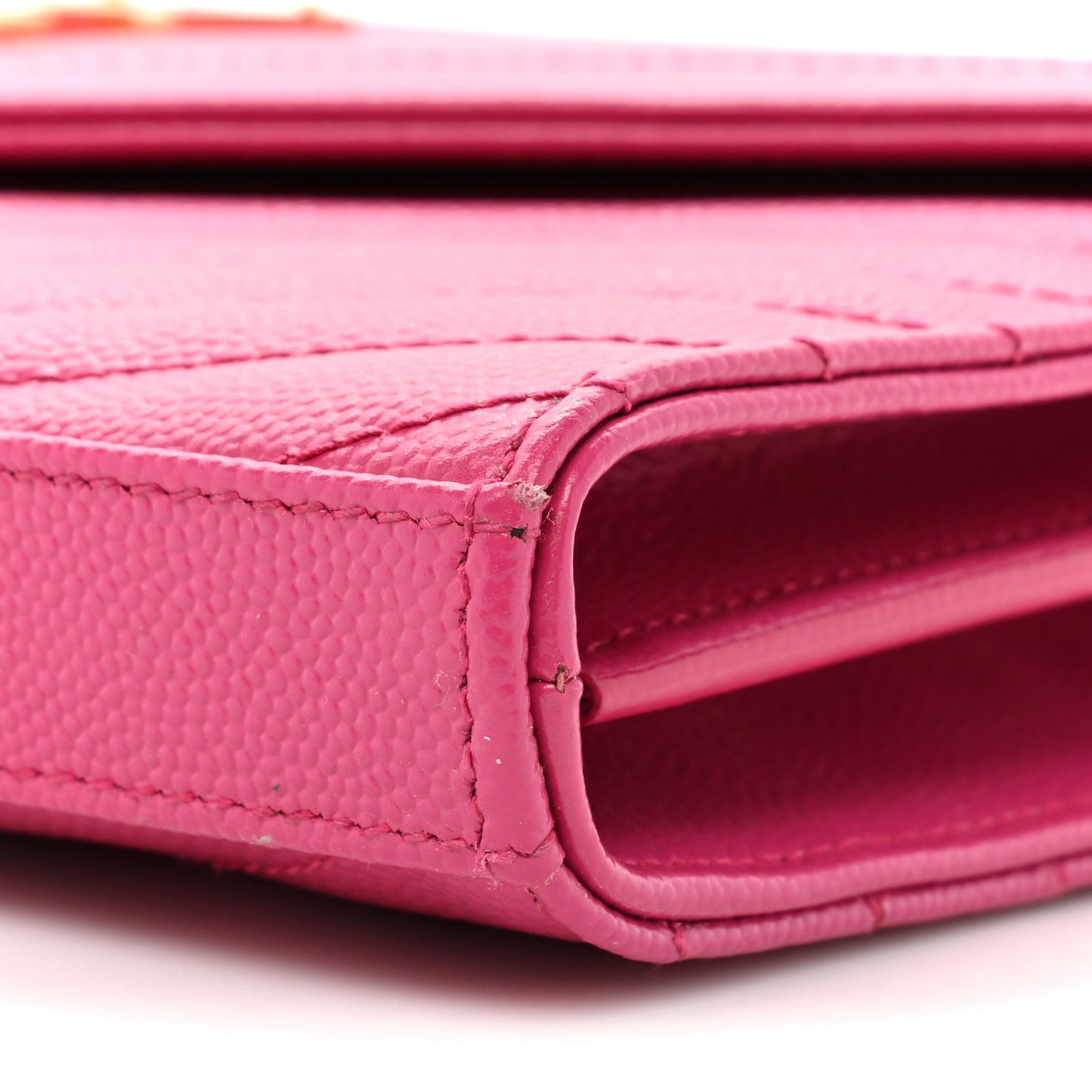 Grain De Poudre Matelasse Chevron Cassandre Chain Wallet Lipstick Fuschia