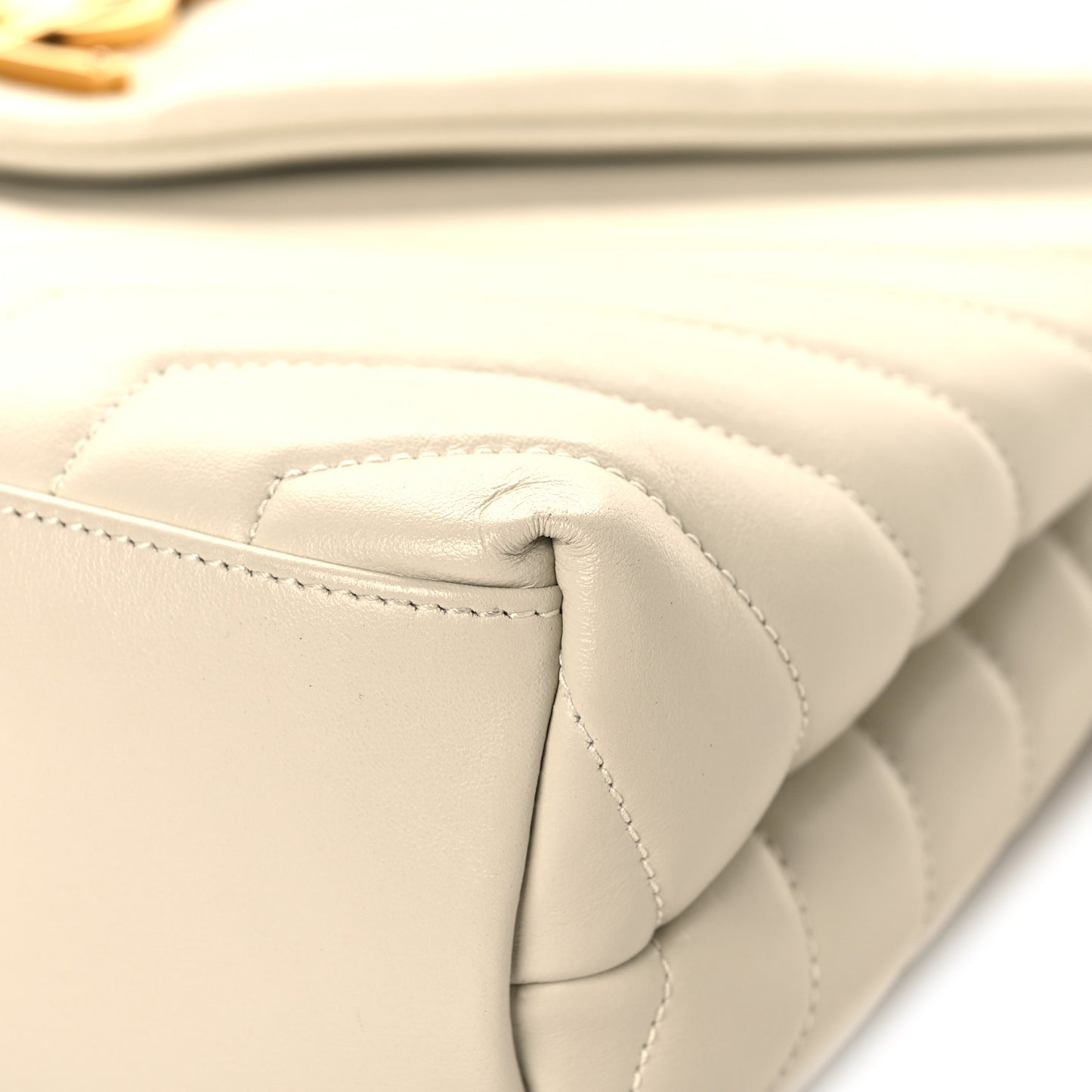 Calfskin Y Quilted Monogram Medium Loulou Chain Satchel Crema Soft