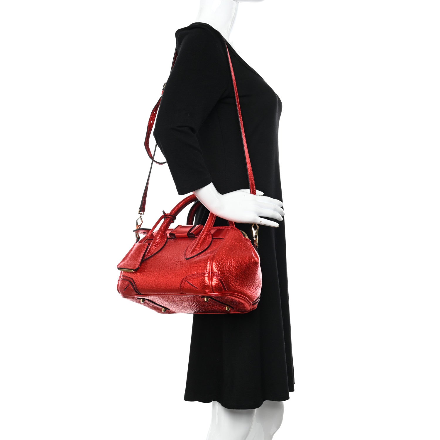 Burberry Metallic Calfskin Small Blaze Satchel Red 2 of 14