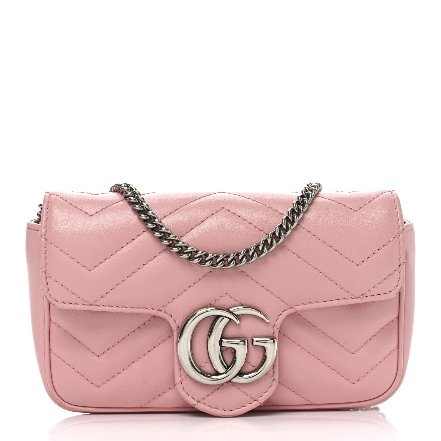 Gucci Calfskin Matelasse Super Mini GG Marmont Shoulder Bag Wild Rose 1 of 10