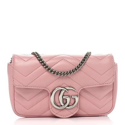 Gucci Calfskin Matelasse Super Mini GG Marmont Shoulder Bag Wild Rose 1 of 10