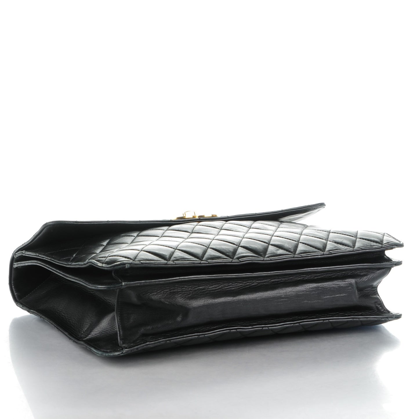 Lambskin Quilted Briefcase Laptop Bag Black
