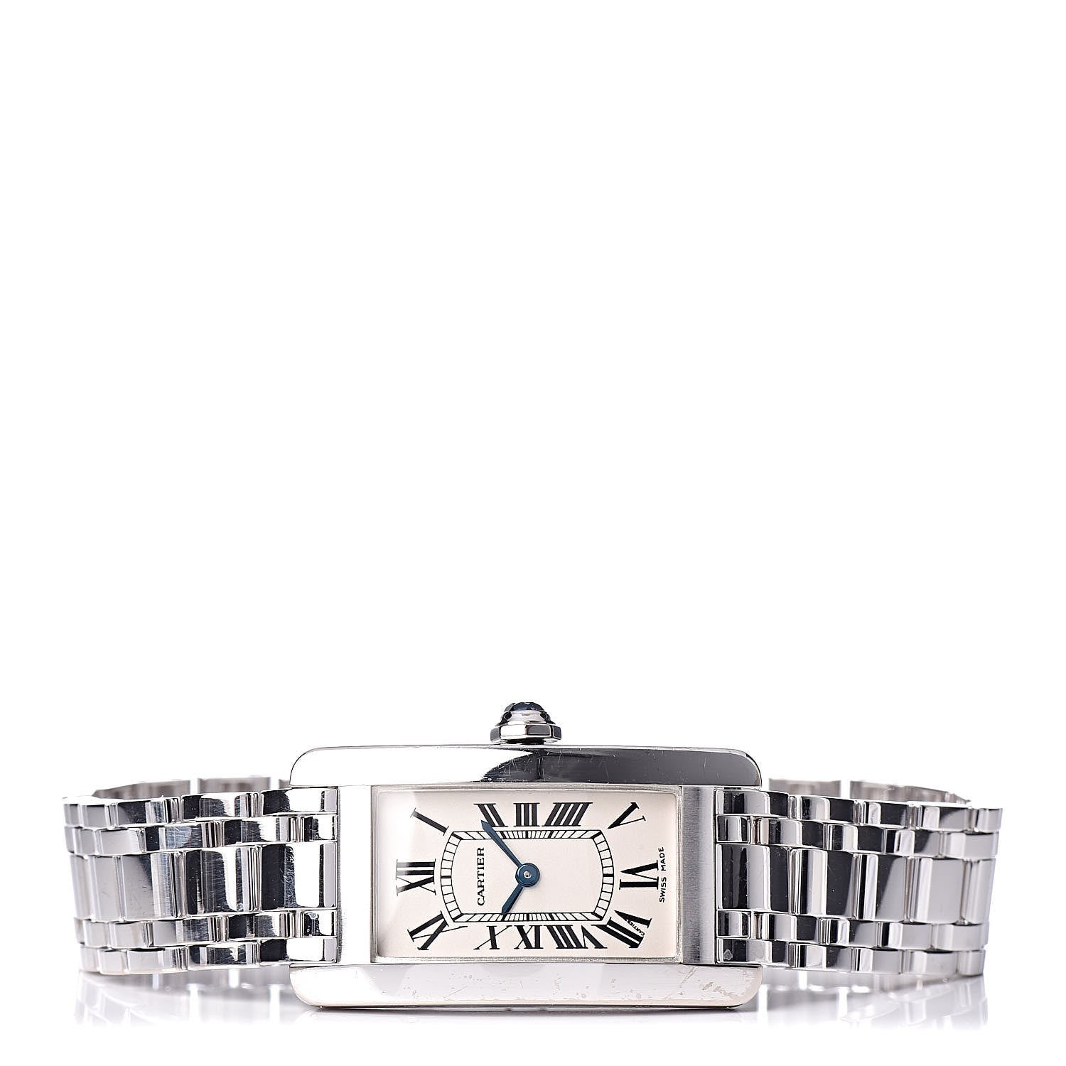 Cartier 18K White Gold 19mm Tank Americaine Quartz Watch 3 of 8