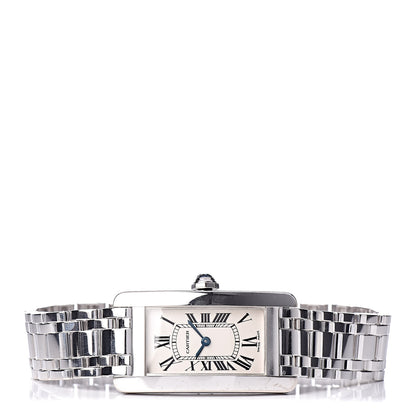 Cartier 18K White Gold 19mm Tank Americaine Quartz Watch 3 of 8