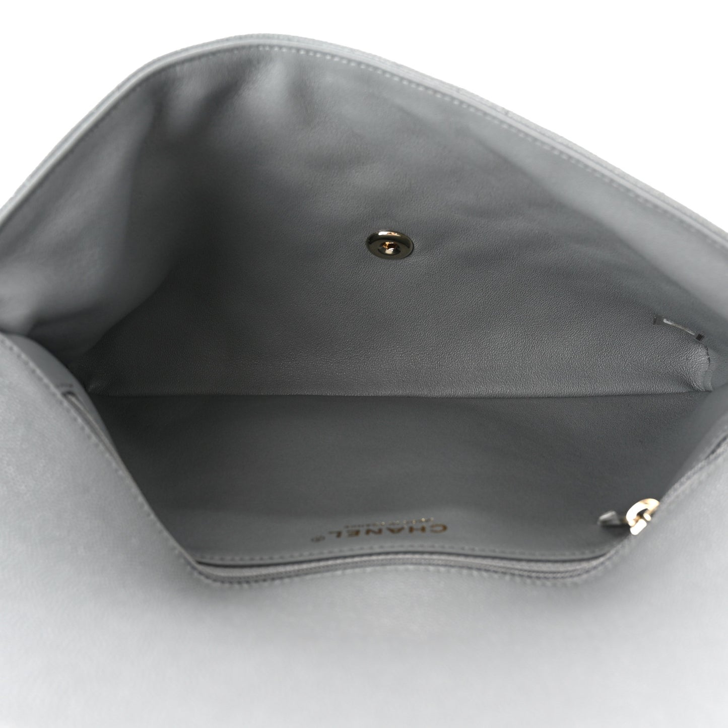 Caviar Quilted Flap Clutch Grey