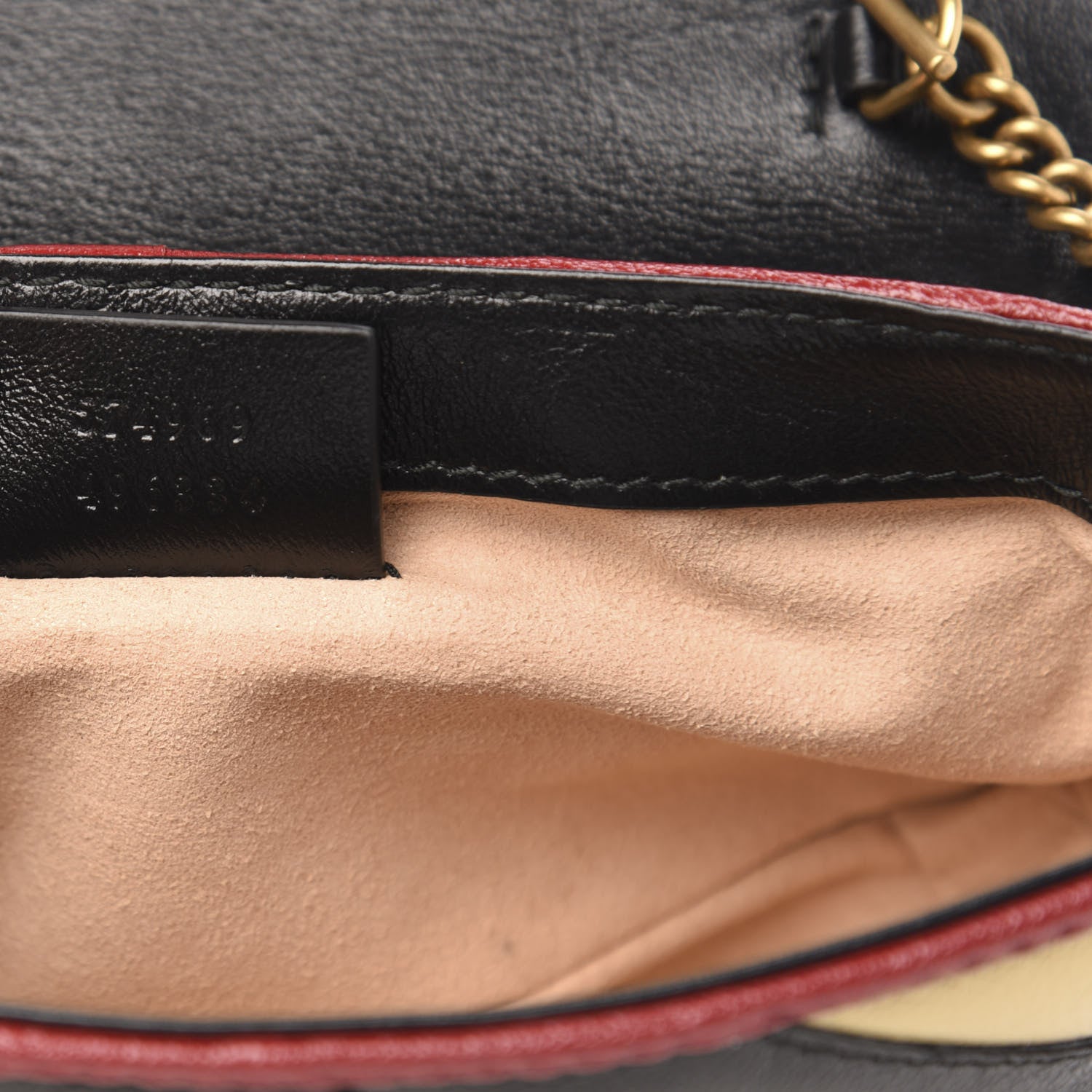Gucci Vintage Effect Calfskin Matelasse Diagonal Striped Super Mini Torchon GG Marmont Shoulder Bag Black Beige 7 of 11