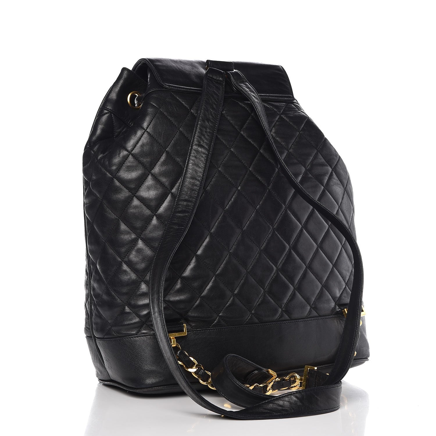 Chanel Lambskin Quilted Drawstring Backpack Black 3 of 11