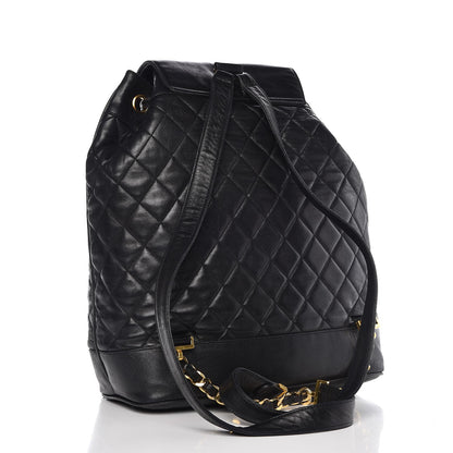 Chanel Lambskin Quilted Drawstring Backpack Black 3 of 11