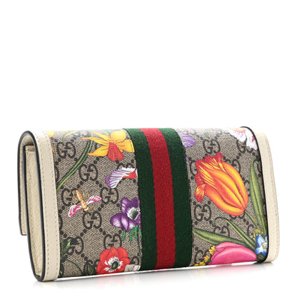 Gucci GG Supreme Monogram Flora Web Ophidia Continental Wallet White 3 of 6