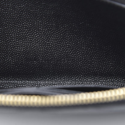 Saint Laurent Grain De Poudre Matelasse Chevron Monogram Zip Around Wallet Black 7 of 8