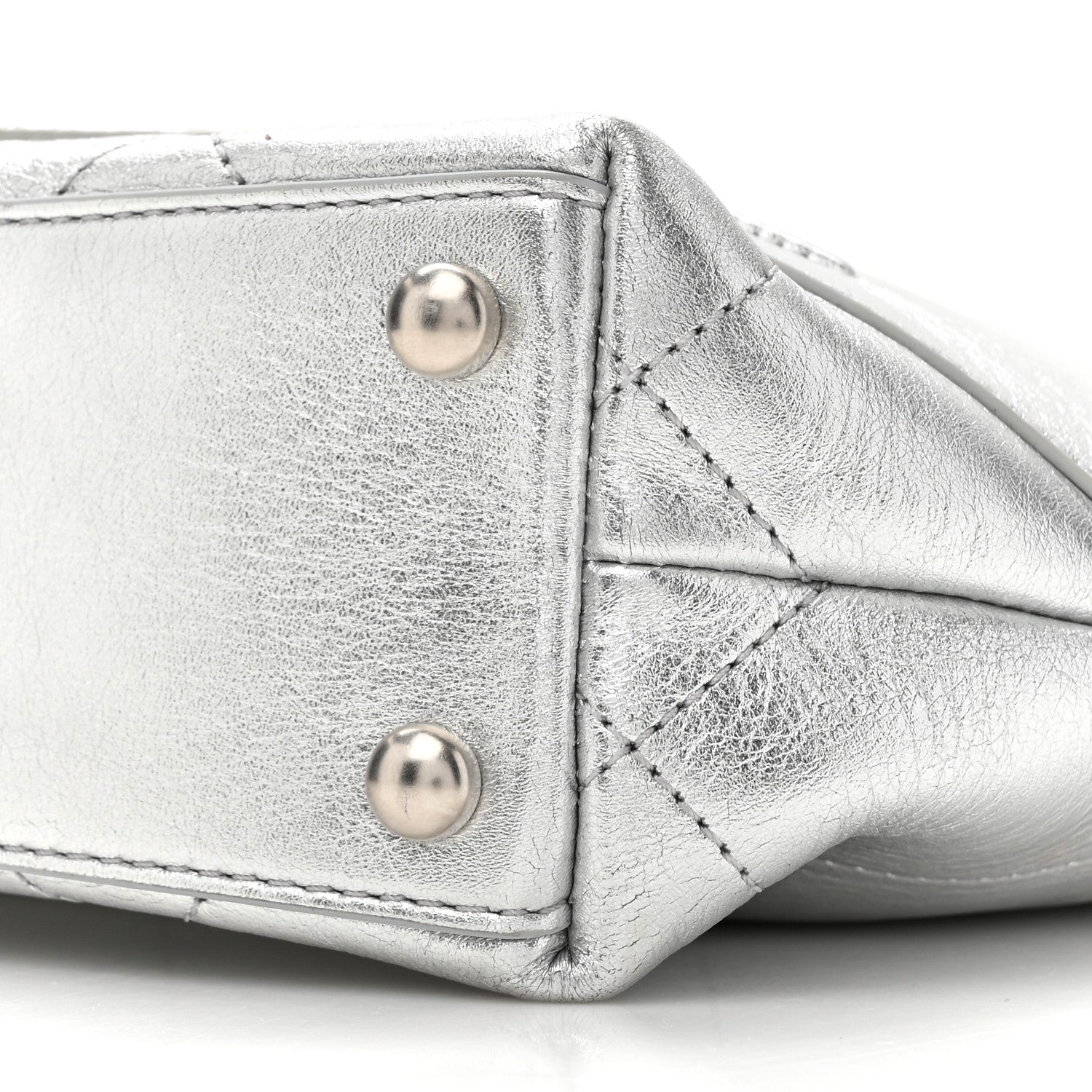 Chanel Metallic Calfskin Stitched CC Club Monaco Tote Silver 9 of 12