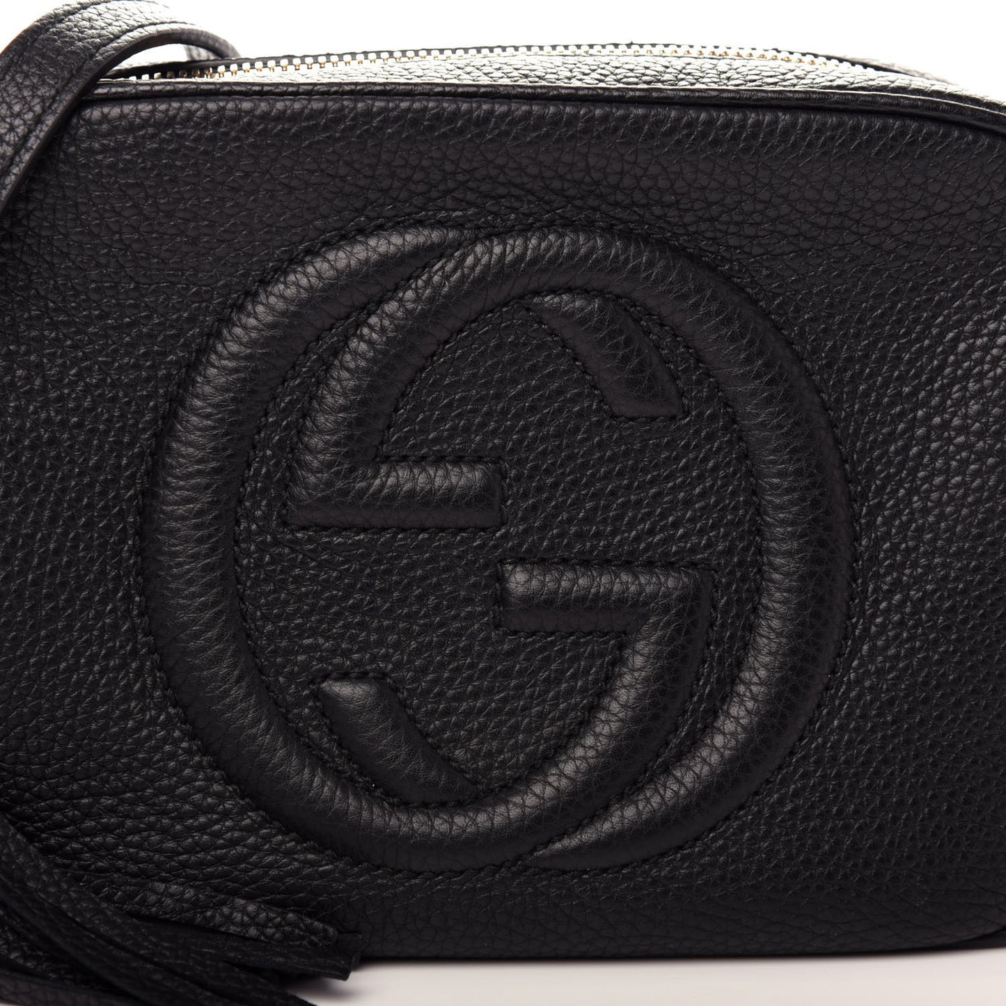 Pebbled Calfskin Small Soho Disco Bag Black