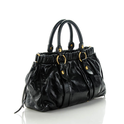 Miu Miu Vitello Lux Gathered Tote Nero Black 3 of 8