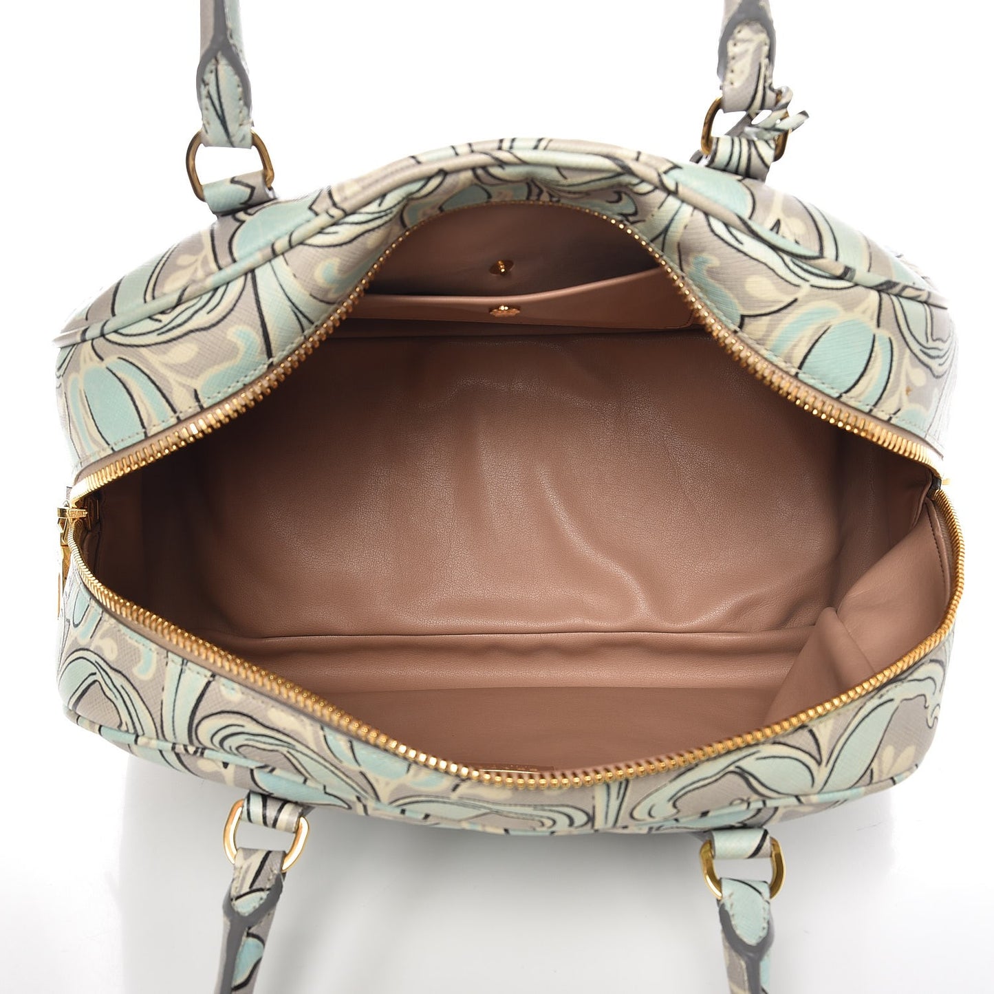 Saffiano Anise Print Bauletto Green